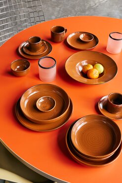 HKliving Chef ceramics: cup and saucer burned orange - afbeelding 4