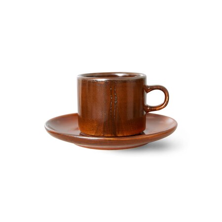 HKliving Chef ceramics: cup and saucer burned orange - afbeelding 1