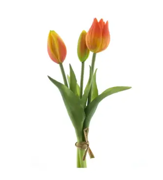 Zijden tulpenbosje 3 stuks - oranje