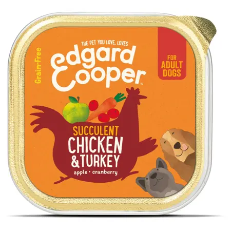 Edgard & Cooper kuipje kip, kalkoen & appel hondenvoer