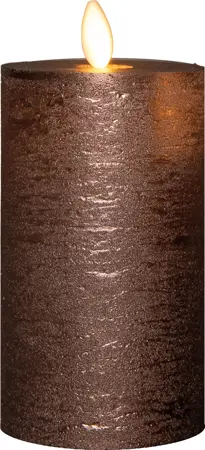 LED kaars oplaadbaar brons - Ø7,5x12,5 cm - afbeelding 1