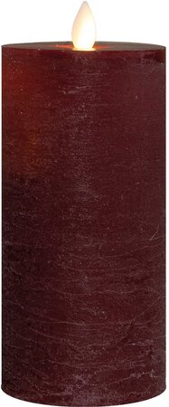 LED kaars oplaadbaar bordeaux - Ø7,5x15 cm - afbeelding 1