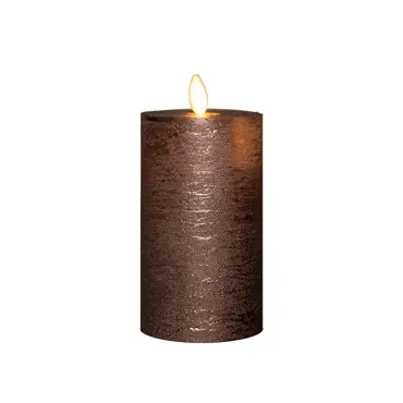 LED kaars oplaadbaar brons - Ø7,5x15 cm - afbeelding 1