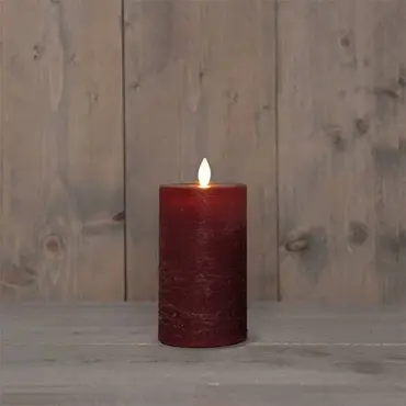 LED kaars oplaadbaar bordeaux - Ø7,5x12,5 cm - afbeelding 2