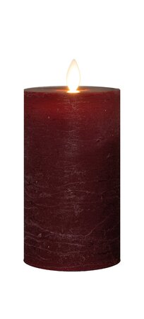 LED kaars oplaadbaar bordeaux - Ø7,5x12,5 cm - afbeelding 1