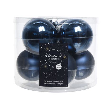 Decoris kerstballen glas Ø7 cm nachtblauw
