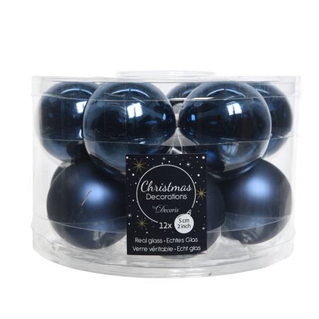 Decoris kerstballen glas Ø5 cm nachtblauw