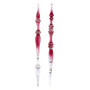 Kerstbal ijspegel roze