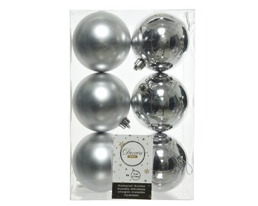 Decoris kerstballen kunststof Ø8 cm zilver