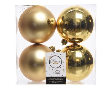 Decoris kerstballen kunststof Ø10 cm lichtgoud - afbeelding 1