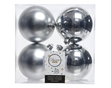 Decoris kerstballen kunststof Ø10 cm zilver - afbeelding 1
