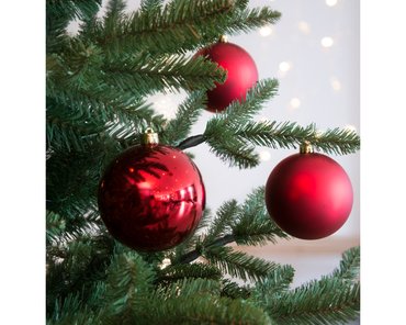 Decoris kerstballen kunststof Ø10 cm kerstrood - afbeelding 2