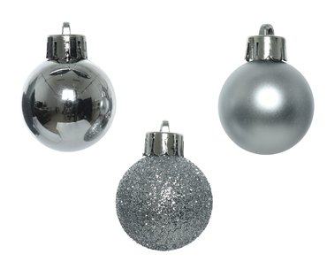 Decoris kerstballen kunststof Ø3 cm zilver - afbeelding 2