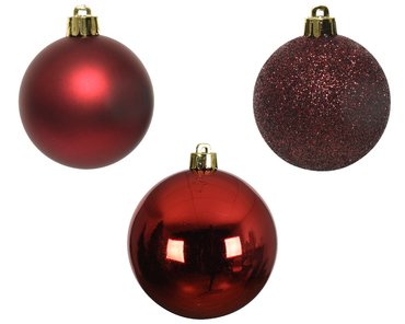 Decoris kerstballen kunststof Ø6 cm ossenbloed - afbeelding 2