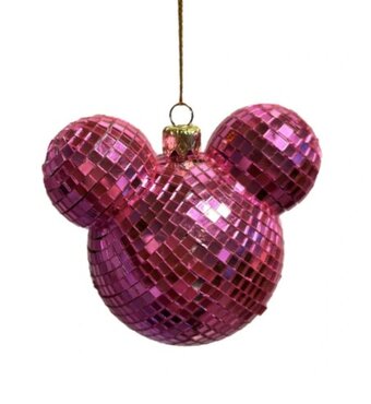Disney kersthanger Mickey Disco oren roze