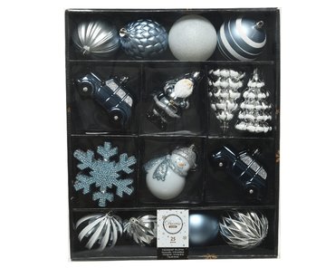 Decoris kerstballen mixdoos blauw/zilver - afbeelding 1