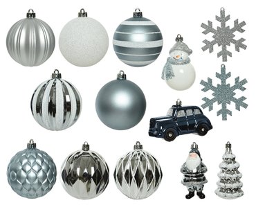Decoris kerstballen mixdoos blauw/zilver - afbeelding 3