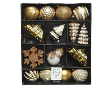 Decoris kerstballen mixdoos goud/wit
