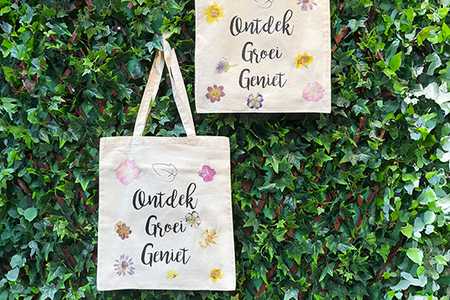 Kinder DOE-middag bloemen stempelen tasje