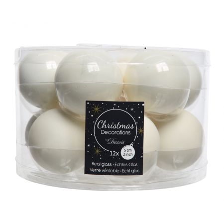 Decoris kerstballen glas Ø5 cm wolwit