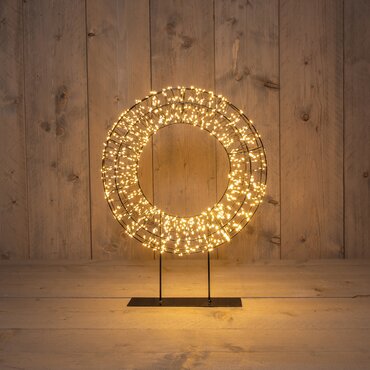 Licht krans op voet metaal 1200 LED klassiek warm flash