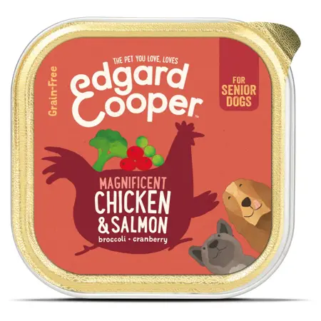 Edgard & Cooper kuipje kip, zalm, broccoli senior hondenvoer