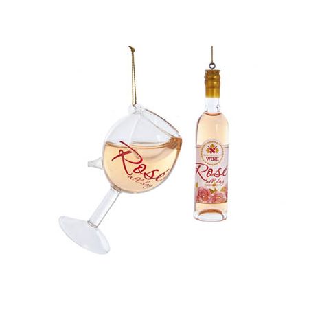 Kurt S. Adler kerst ornament rosé glas/fles