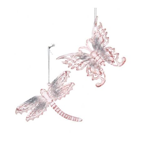 Kurt S. Adler kerst ornament vlinder/libelle roze 
