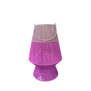 Jute lantaarn naturel/fuchsia