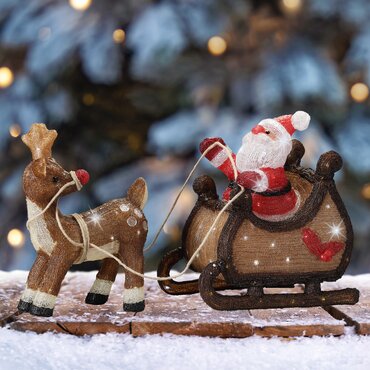 LED figuur kerstman op slee acryl - afbeelding 2