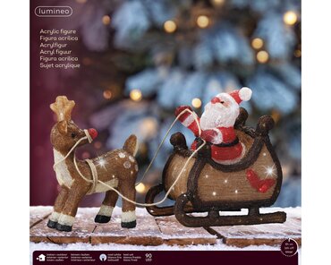 LED figuur kerstman op slee acryl - afbeelding 3