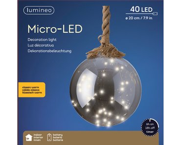 LED bolglas aan touw - afbeelding 2