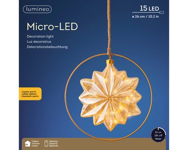 LED bolglas aan touw ster cirkel - afbeelding 2