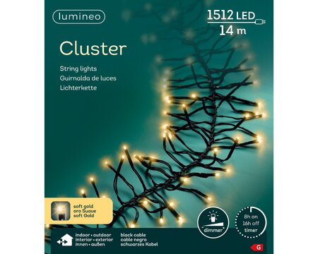 Cluster verlichting 1512 LED soft gold - afbeelding 1