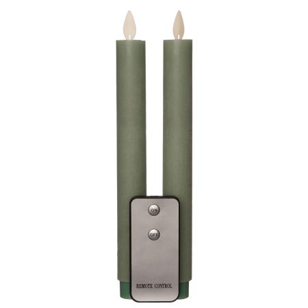 LED dinerkaarsen jade groen set van 2