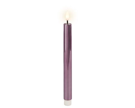 LED dinerkaarsen metallic paars set van 2 - afbeelding 1