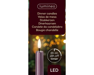 LED dinerkaarsen metallic paars set van 2 - afbeelding 3