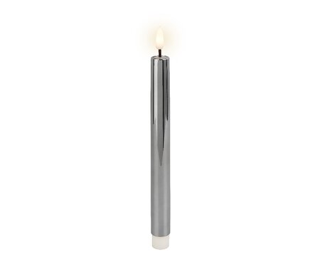 LED dinerkaarsen metallic zilver set van 2 - afbeelding 1