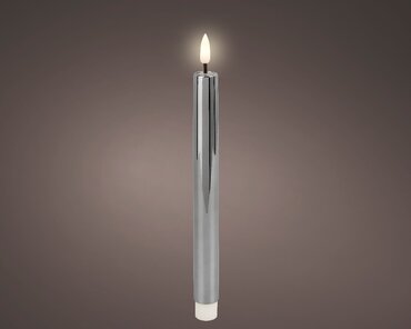 LED dinerkaarsen metallic zilver set van 2 - afbeelding 2