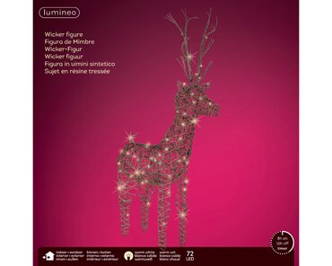 Lumineo LED hert wicker 104 cm - afbeelding 1