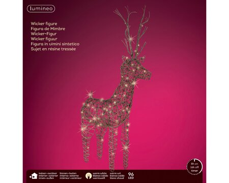 Lumineo LED hert wicker 135cm - afbeelding 1