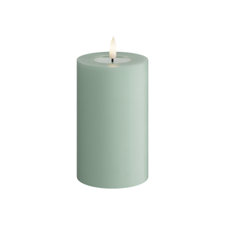 Saliegroene LED kaars saliegroen 7,5x12,5 cm