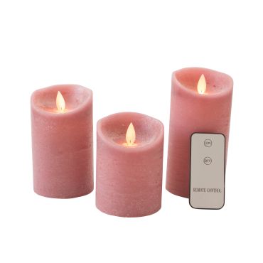 LED kaarsen antiek roze set van 3