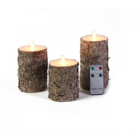LED kaarsen donker berk set van 3