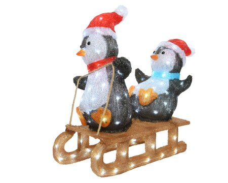 LED figuur pinguins op slee acryl - afbeelding 1