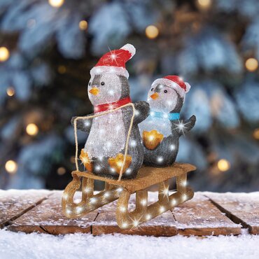 LED figuur pinguins op slee acryl - afbeelding 2