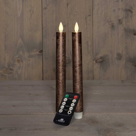 Anna's Collection Dinerkaars wax bewegende vlam 23 cm 2 stuks