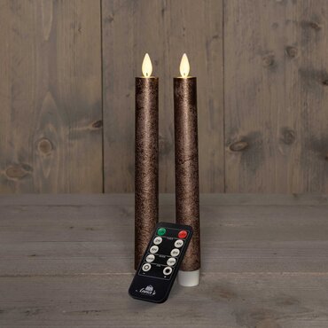 Anna's Collection Dinerkaars wax bewegende vlam 23 cm 2 stuks