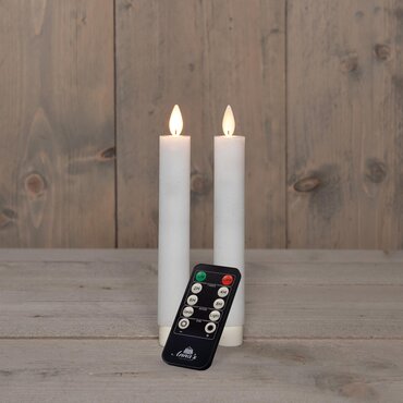Anna's Collection Dinerkaars wax bewegende vlam 18 cm 2 stuks