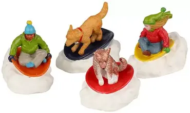Lemax dog snow saucer fun kerstdorp figuren